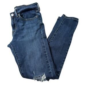 Levi’s 711 Skinny Jeans Women’s 27 Blue Distressed Mid Rise Stretch Denim